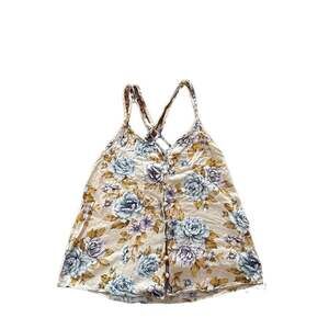 American Eagle Floral Criss Cross Back Button Front Tank Top XXS